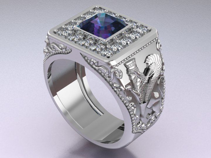 Lamassu winged lion  ring 3D print model_11