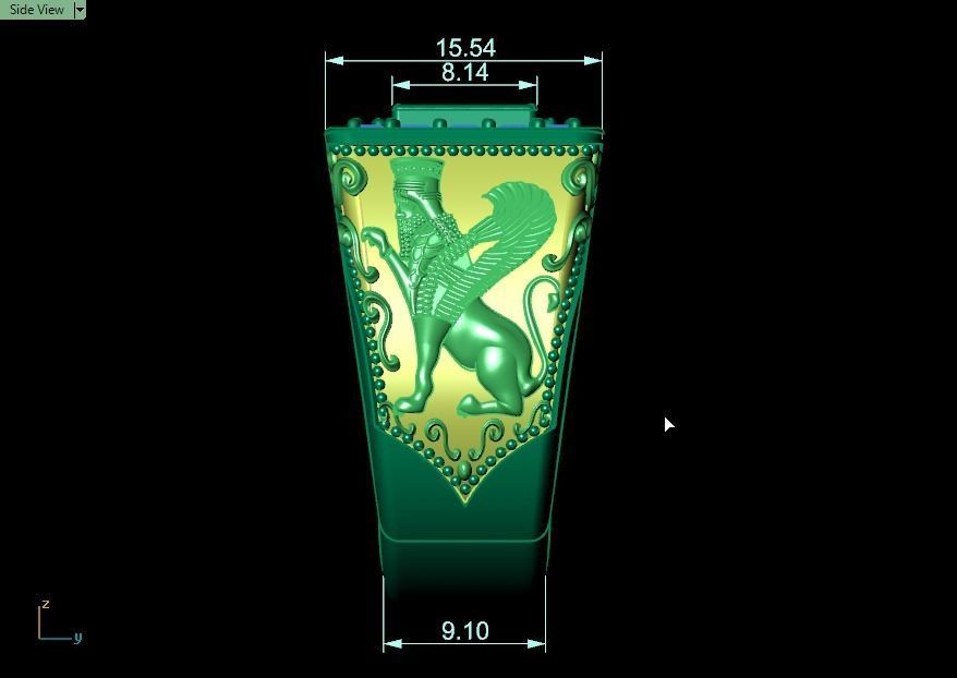 Lamassu winged lion  ring 3D print model_20