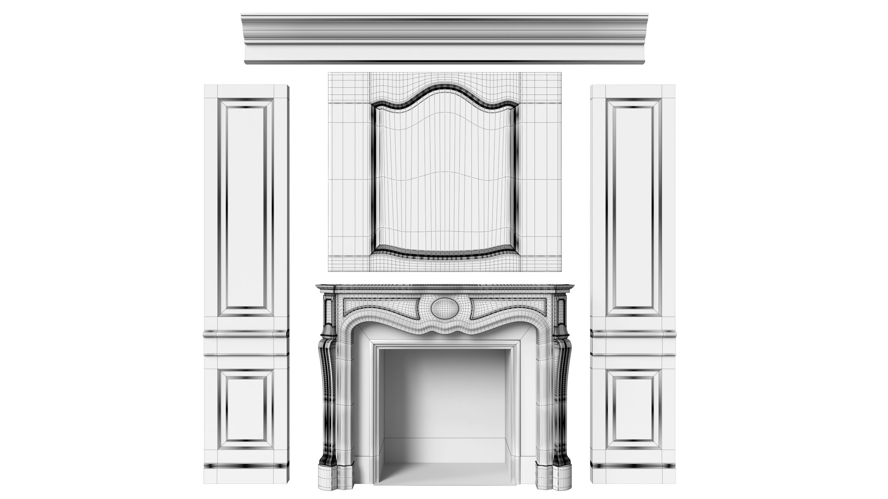 Classic fireplace 07 3D model_7