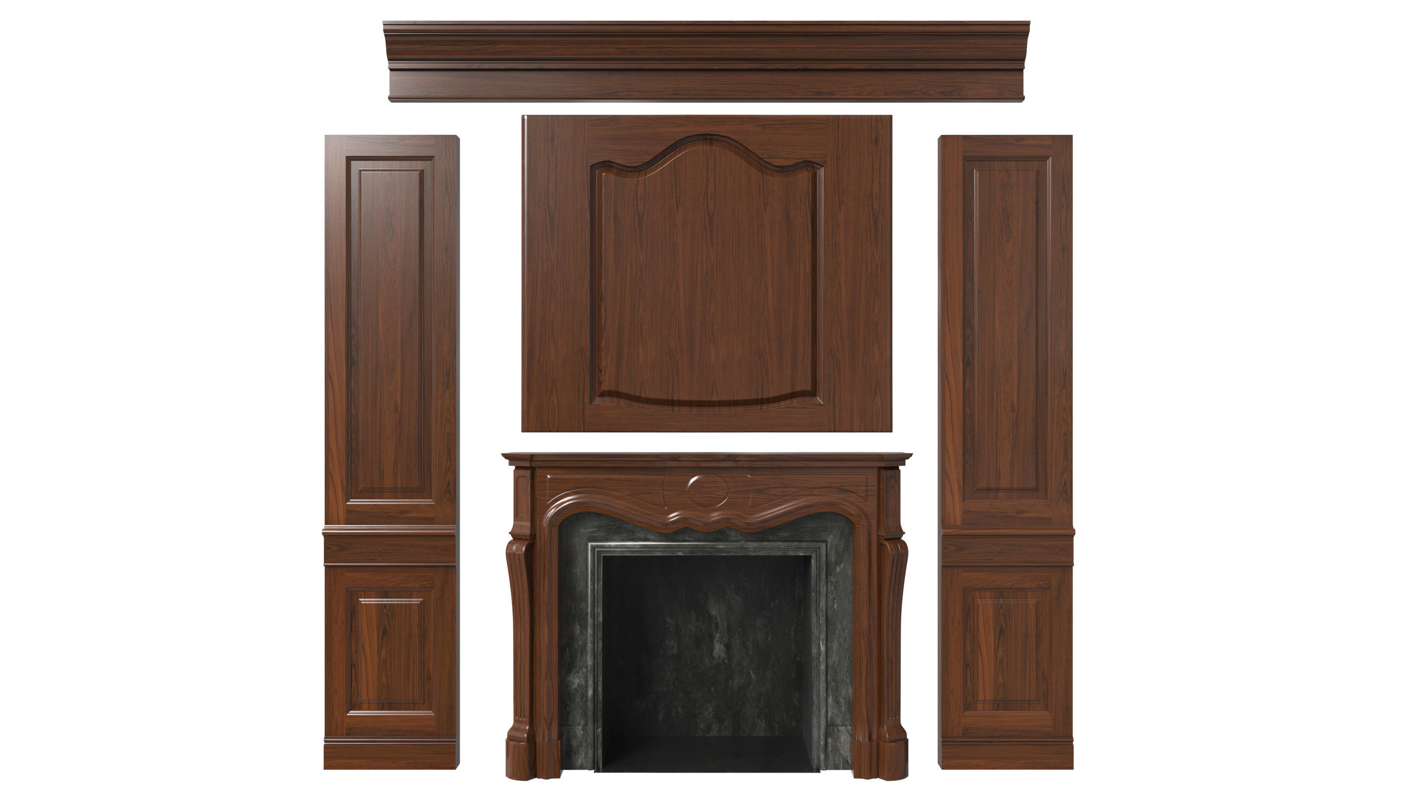 Classic fireplace 07 3D model_6
