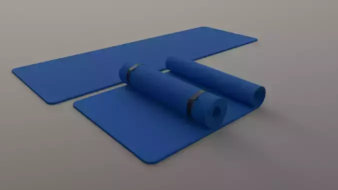 PBR Yoga Mat - Blue Low-poly 3D model