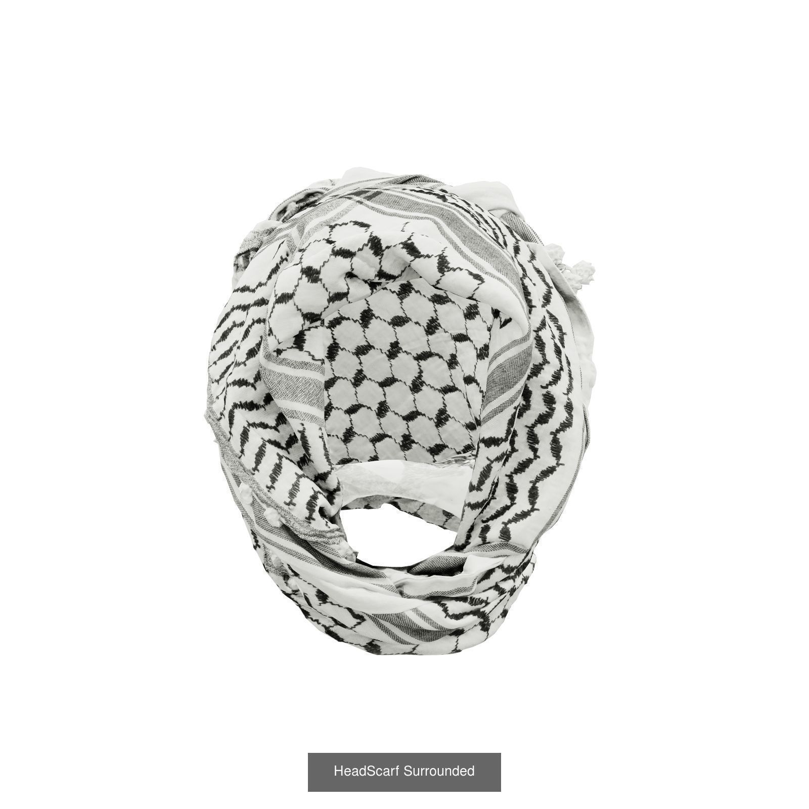 9 Palestine Headscarfs checkered scarf 3D Model Collection_2