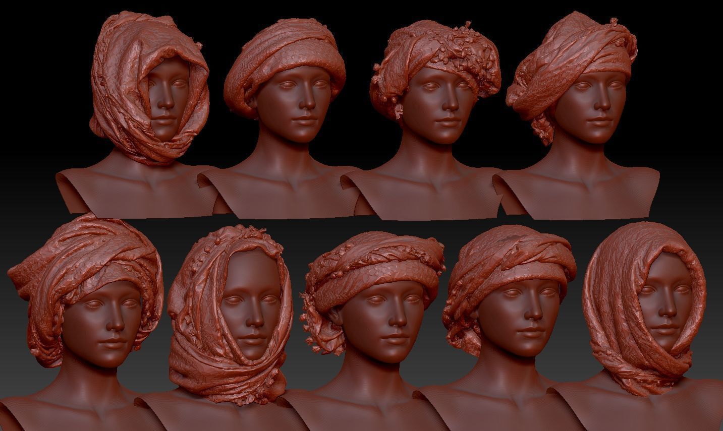 9 Palestine Headscarfs checkered scarf 3D Model Collection_1