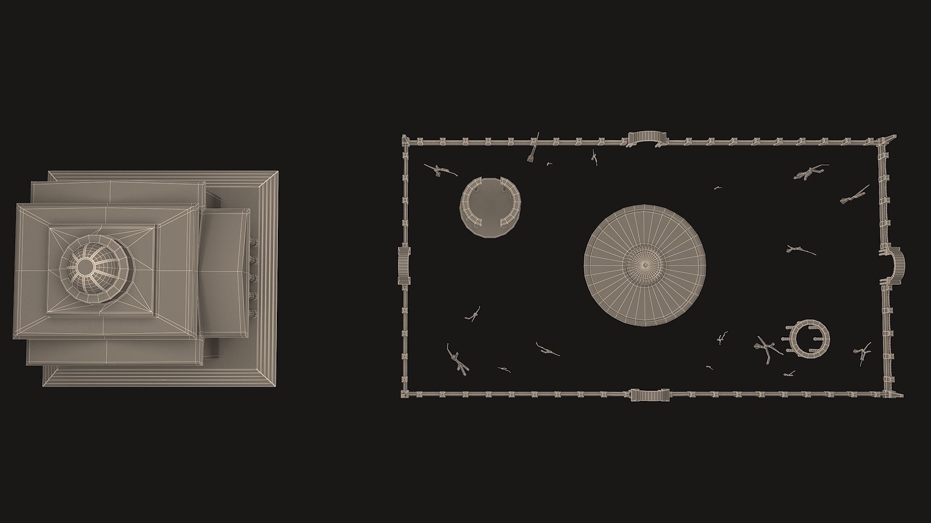 Old Roman Buildings with components Low-poly 3D model_18