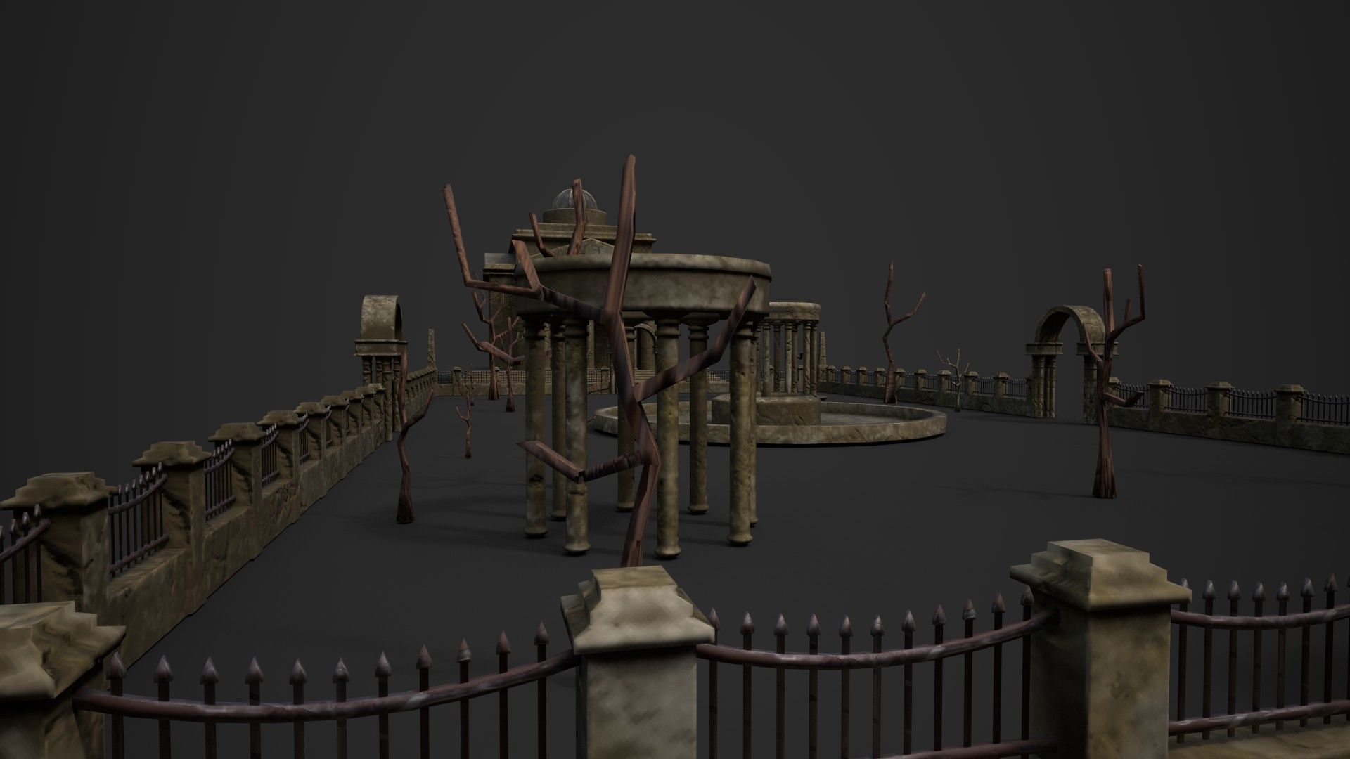 Old Roman Buildings with components Low-poly 3D model_5