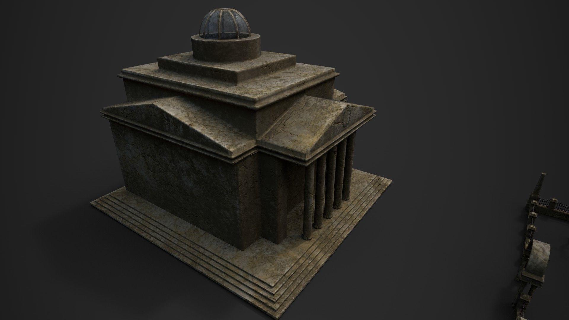 Old Roman Buildings with components Low-poly 3D model_10