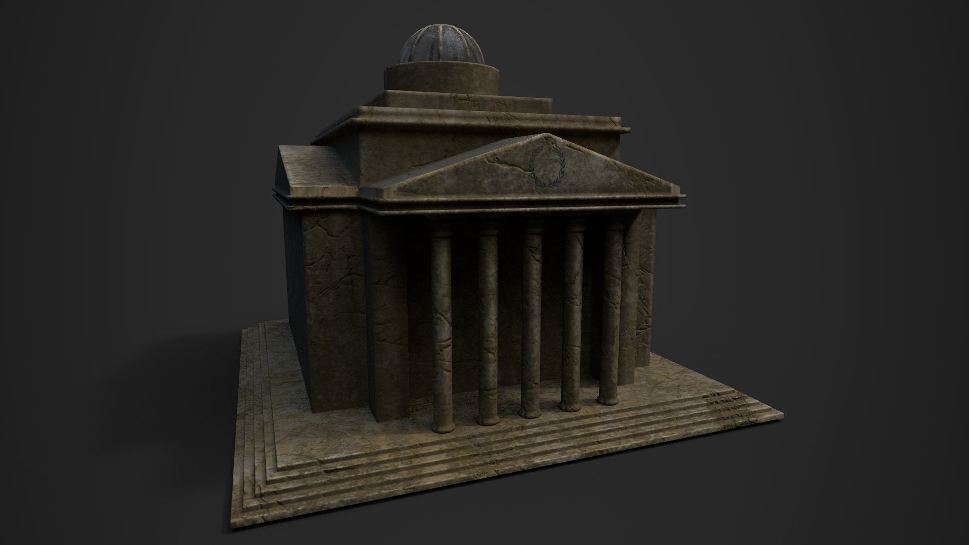 Old Roman Buildings with components Low-poly 3D model_11