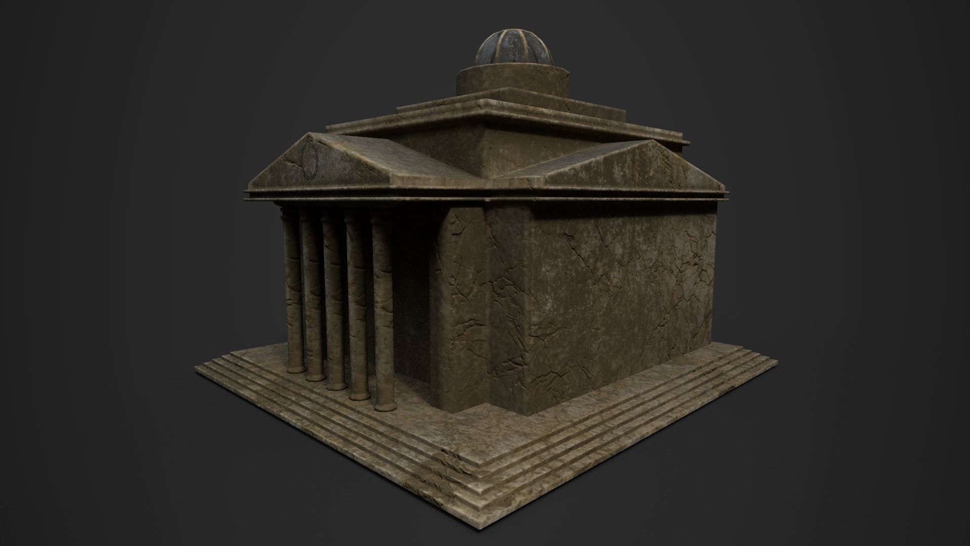 Old Roman Buildings with components Low-poly 3D model_12