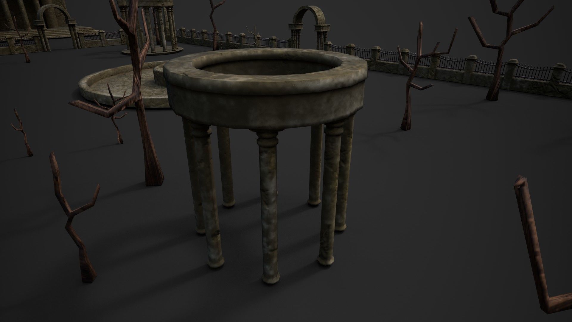 Old Roman Buildings with components Low-poly 3D model_6