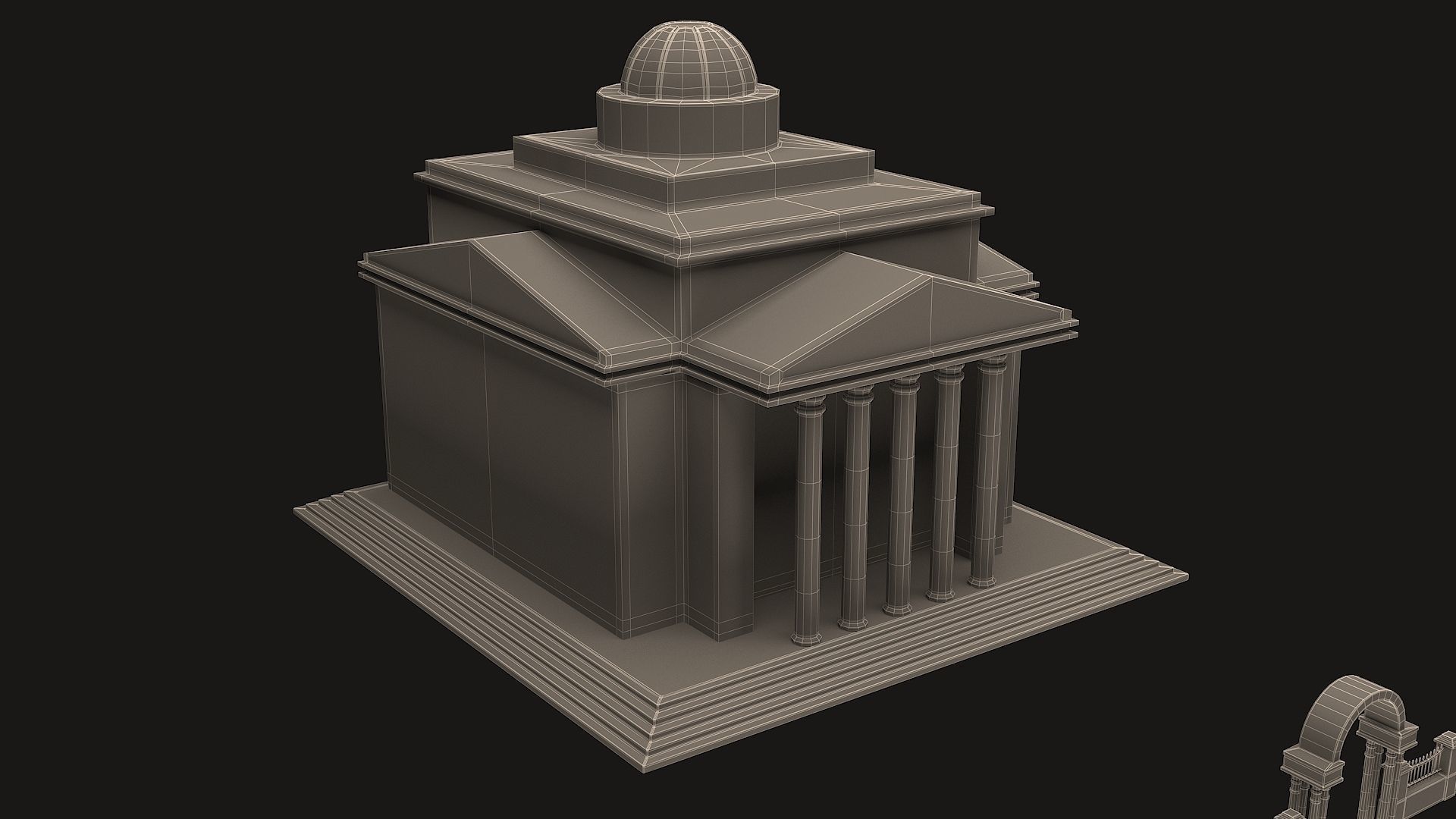 Old Roman Buildings with components Low-poly 3D model_19