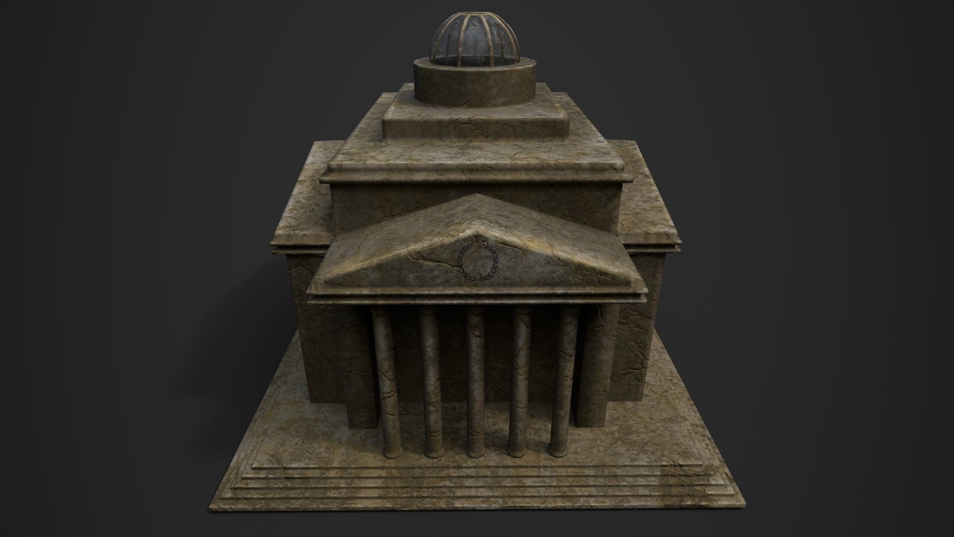 Old Roman Buildings with components Low-poly 3D model_14