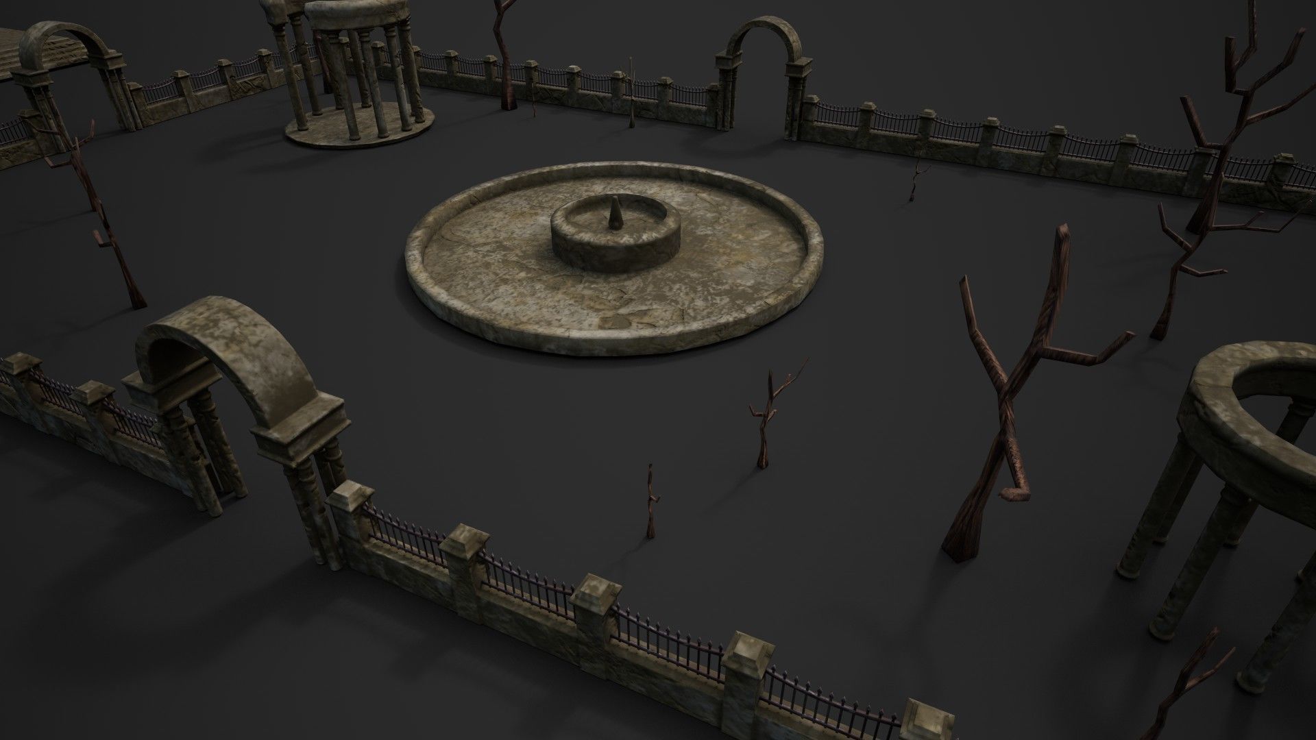 Old Roman Buildings with components Low-poly 3D model_7