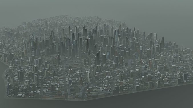 Foggy City Low-poly 3D model 5