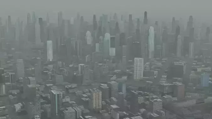 Foggy City Low-poly 3D model