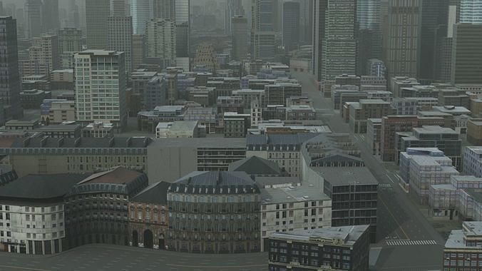Foggy City Low-poly 3D model 7