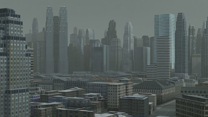 Foggy City Low-poly 3D model 6