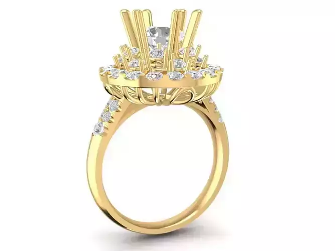 Round Diamond Halo Engagement Ring for Women 1699