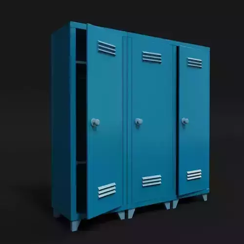 Locker low poly 3d model three lockers