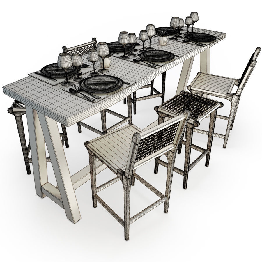 Restaurant Furniture Set 03 3D model_2