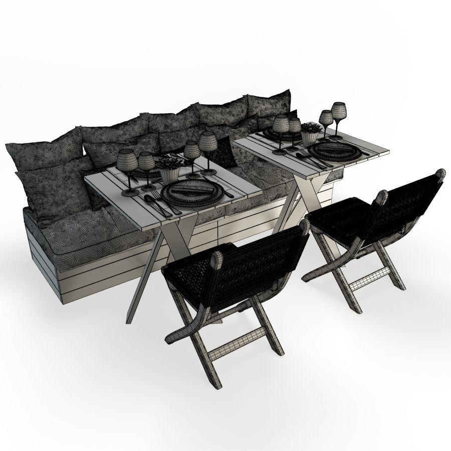 Restaurant Furniture Set 03 3D model_6