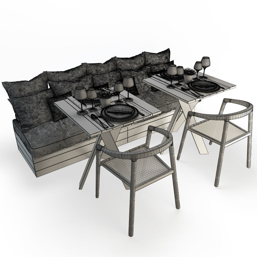 Restaurant Furniture Set 03 3D model_8