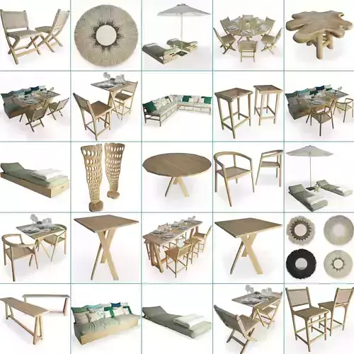 Restaurant Furniture Set 03 3D model