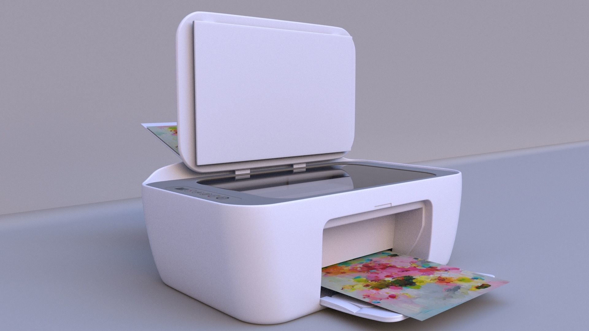 Printer lowpoly model Low-poly 3D model_8