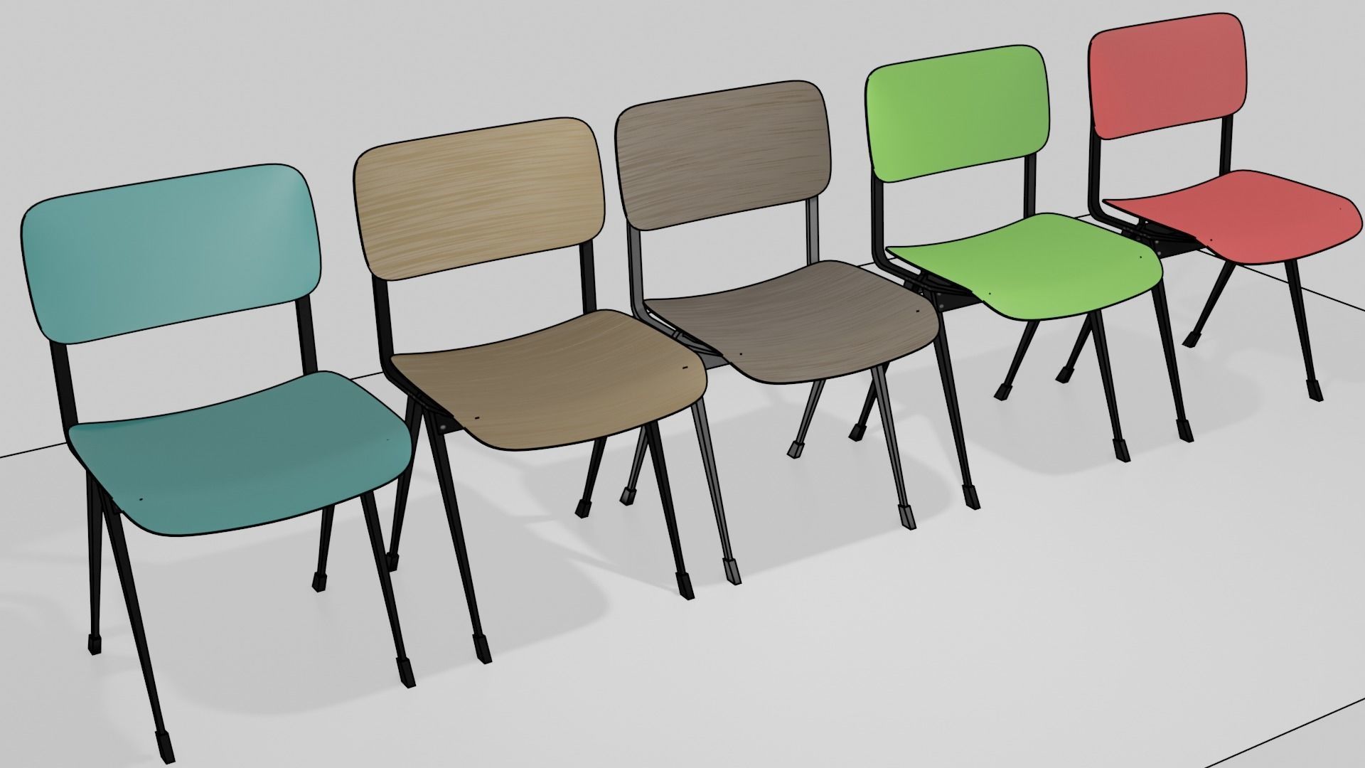 Modern Chair Low-poly 3D model_6