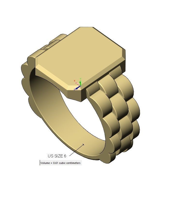 Presidentail link rectangular tag signet ring US size 6to10 3D print model_11