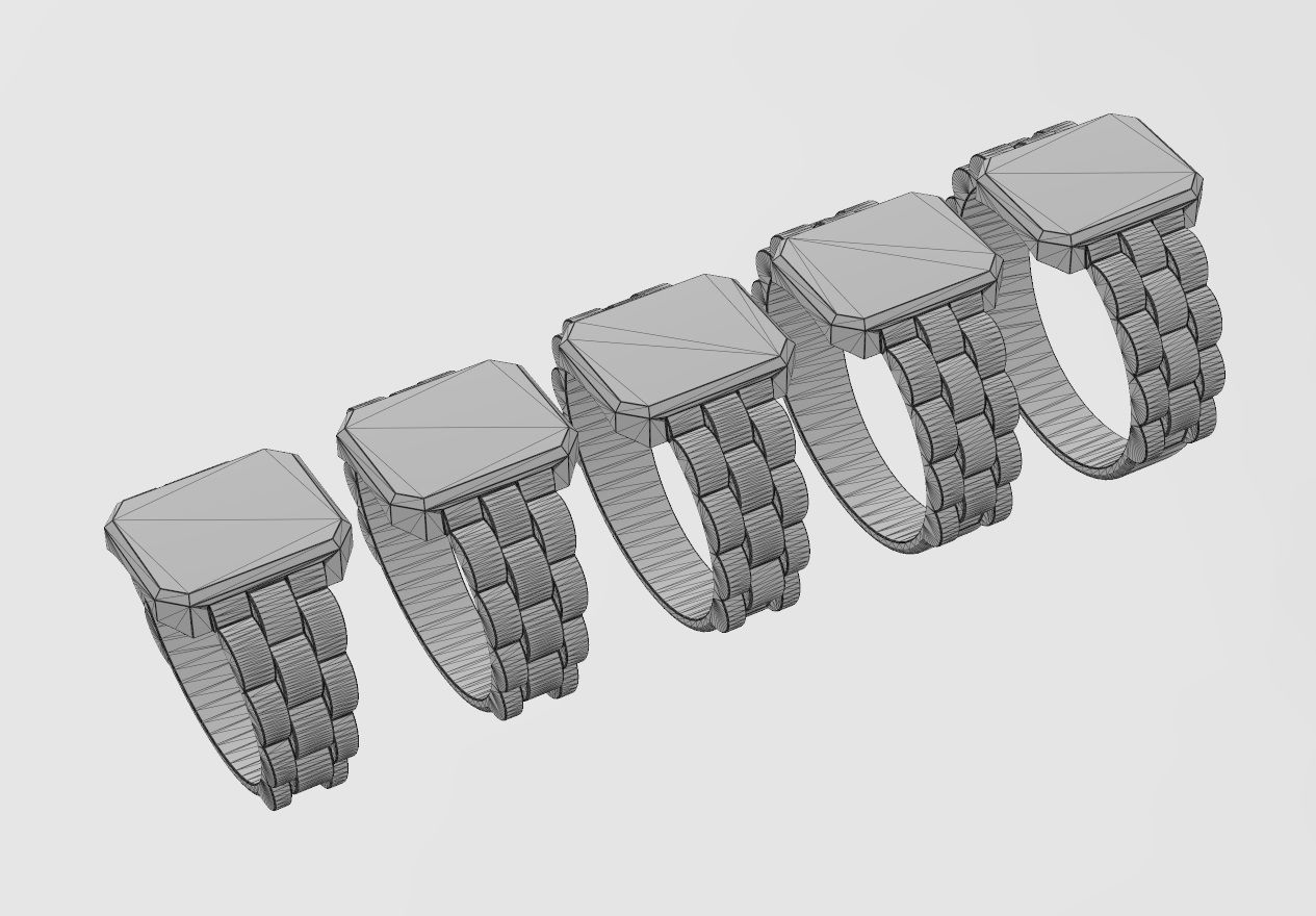 Presidentail link rectangular tag signet ring US size 6to10 3D print model_12