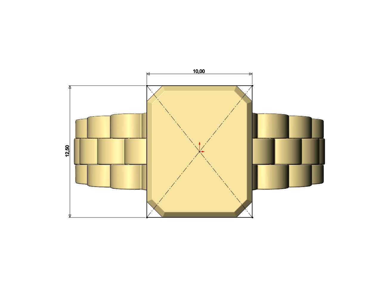 Presidentail link rectangular tag signet ring US size 6to10 3D print model_5