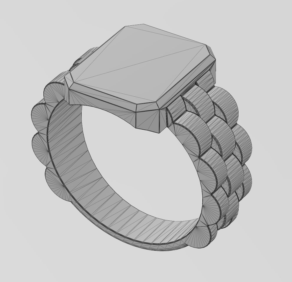 Presidentail link rectangular tag signet ring US size 6to10 3D print model_13