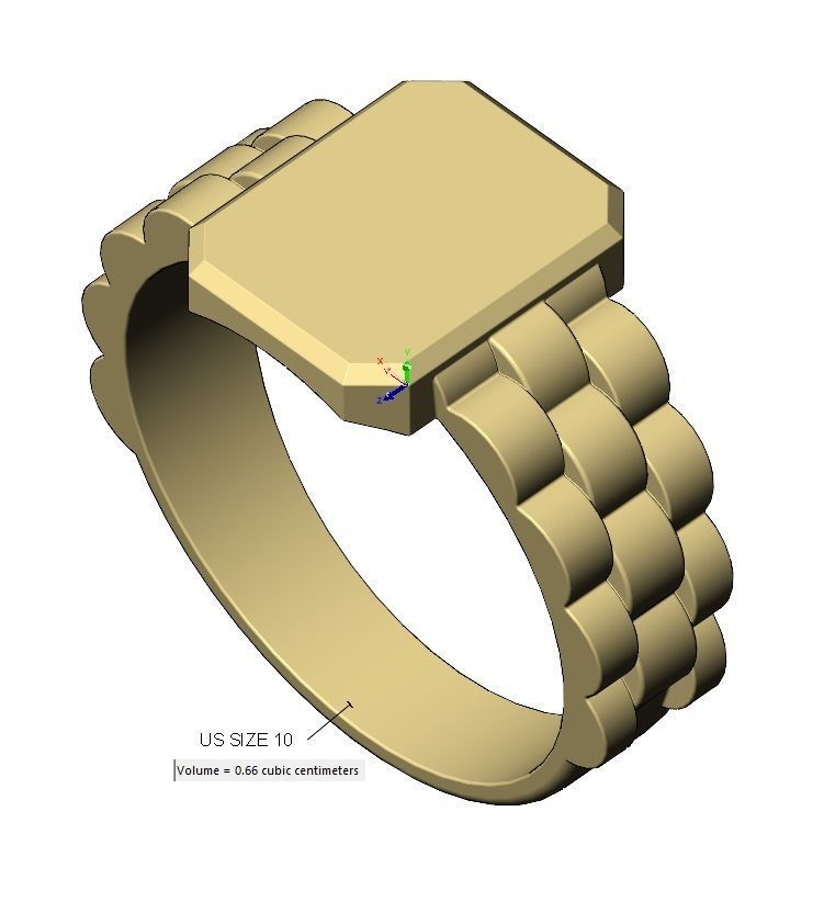 Presidentail link rectangular tag signet ring US size 6to10 3D print model_15