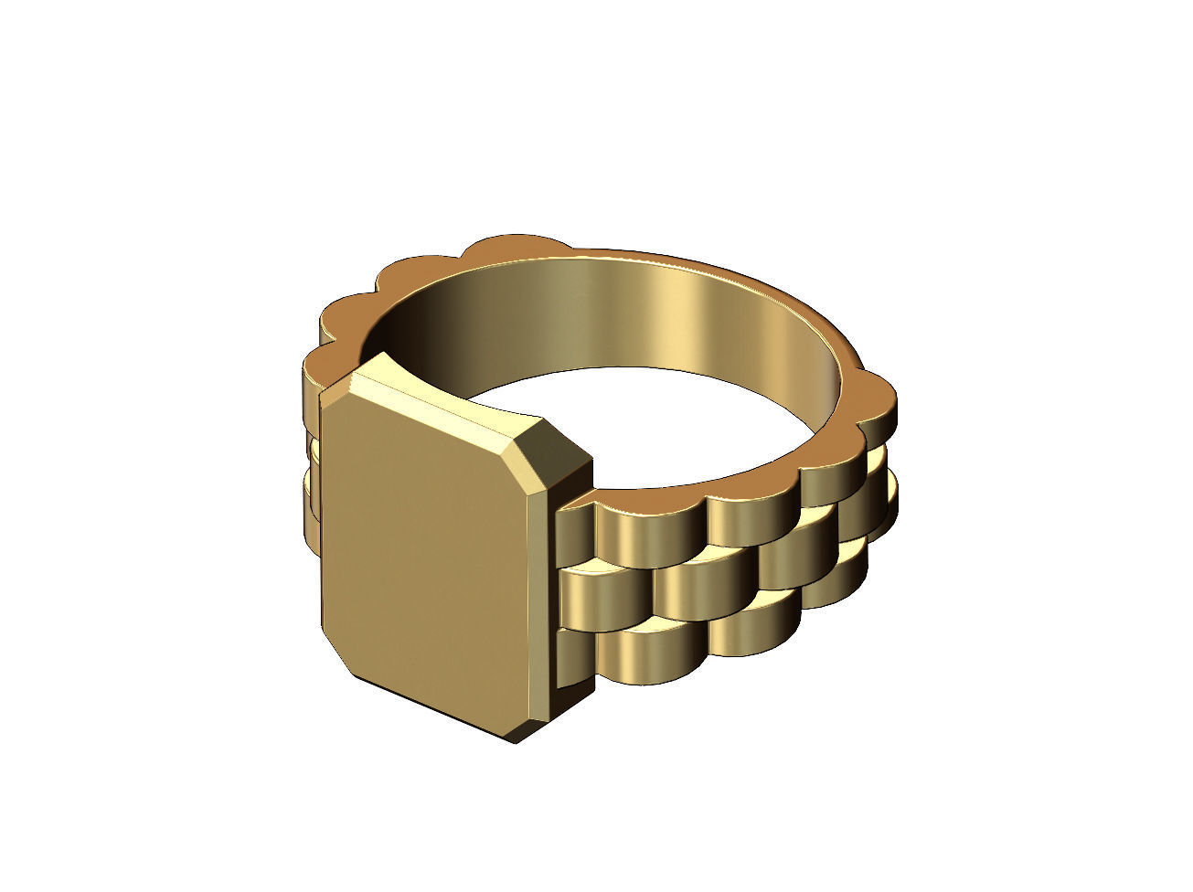 Presidentail link rectangular tag signet ring US size 6to10 3D print model_2