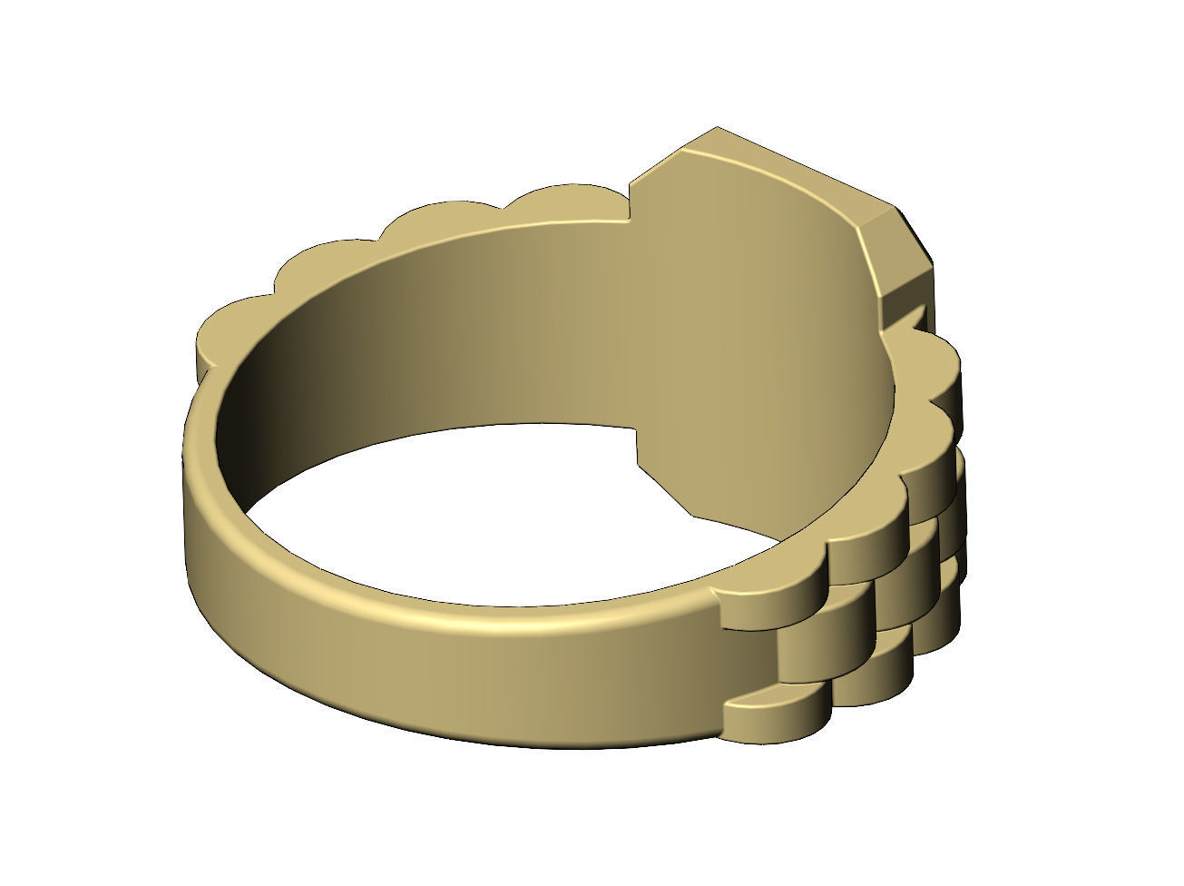 Presidentail link rectangular tag signet ring US size 6to10 3D print model_9