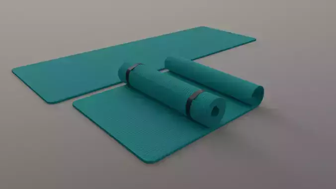 PBR Yoga Mat - Tiffany Blue Low-poly 3D model