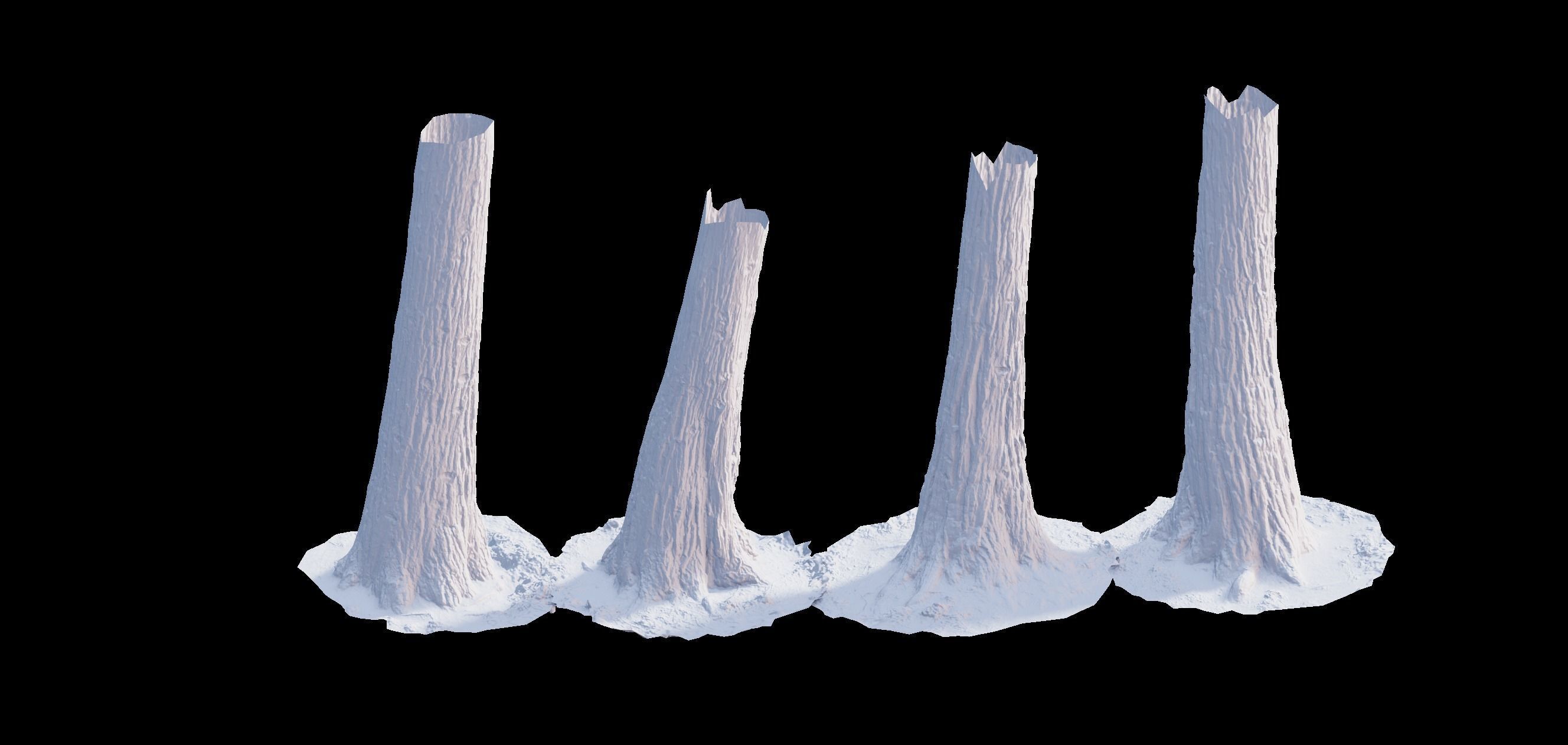 4 Redwood Pine Cedar Trunks 3D PhotoScan Realistic  Low-poly 3D model_9