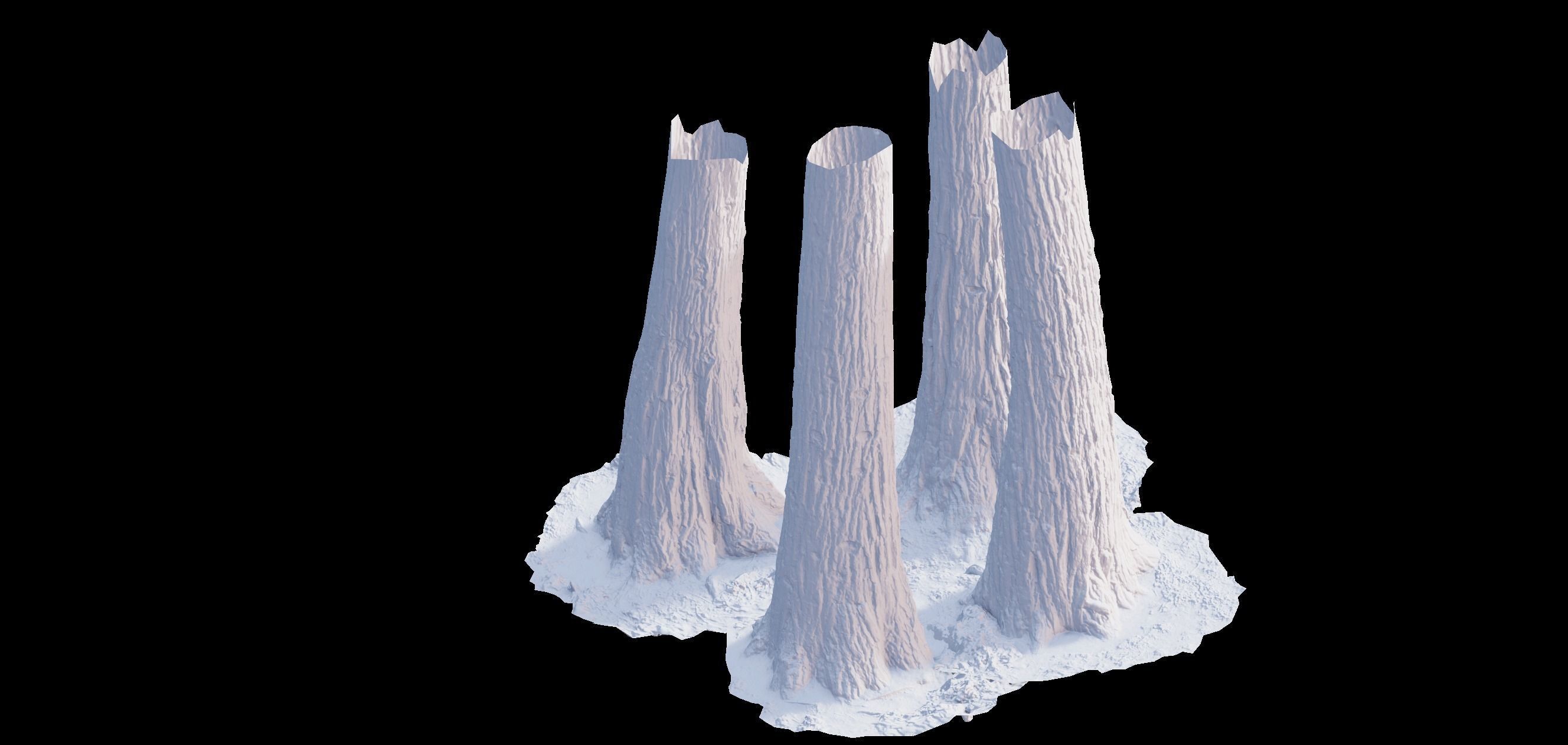 4 Redwood Pine Cedar Trunks 3D PhotoScan Realistic  Low-poly 3D model_8