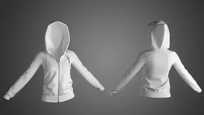 Ladies Hoodie in Marvelous Designer Low-poly 3D model