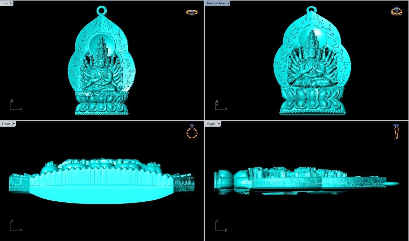  Guan Yin thousand eyes  hands - Avalokistesvara Buddha  pendant 3D print model_8