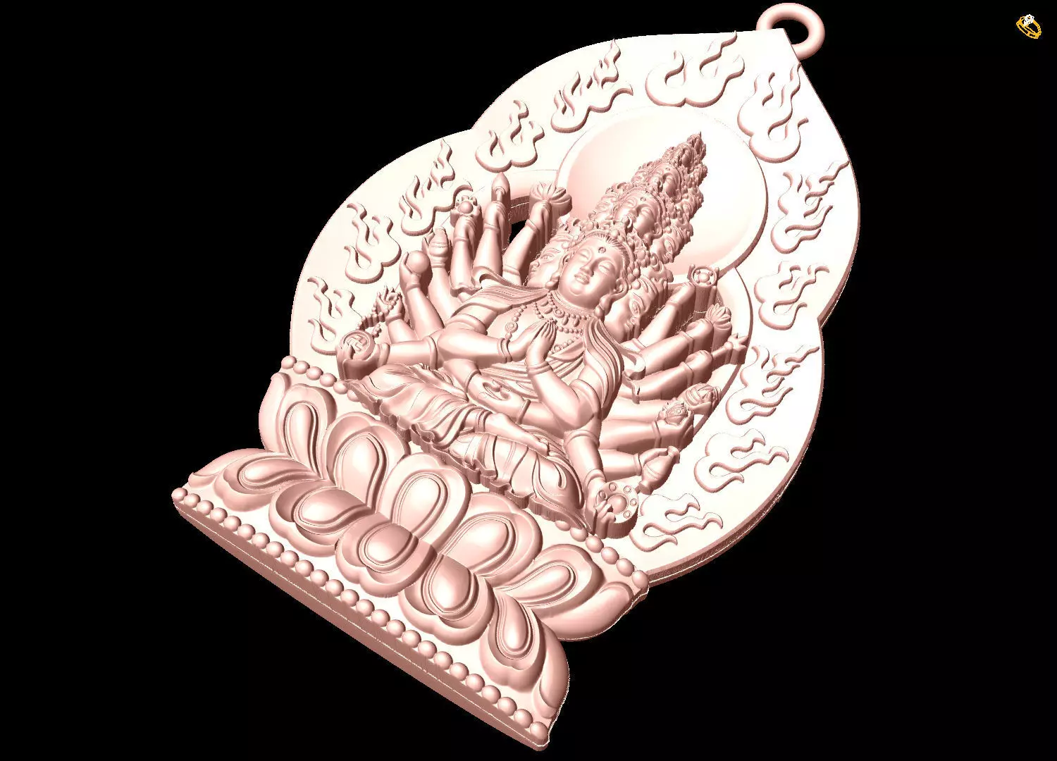  Guan Yin thousand eyes  hands - Avalokistesvara Buddha  pendant 3D print model_3