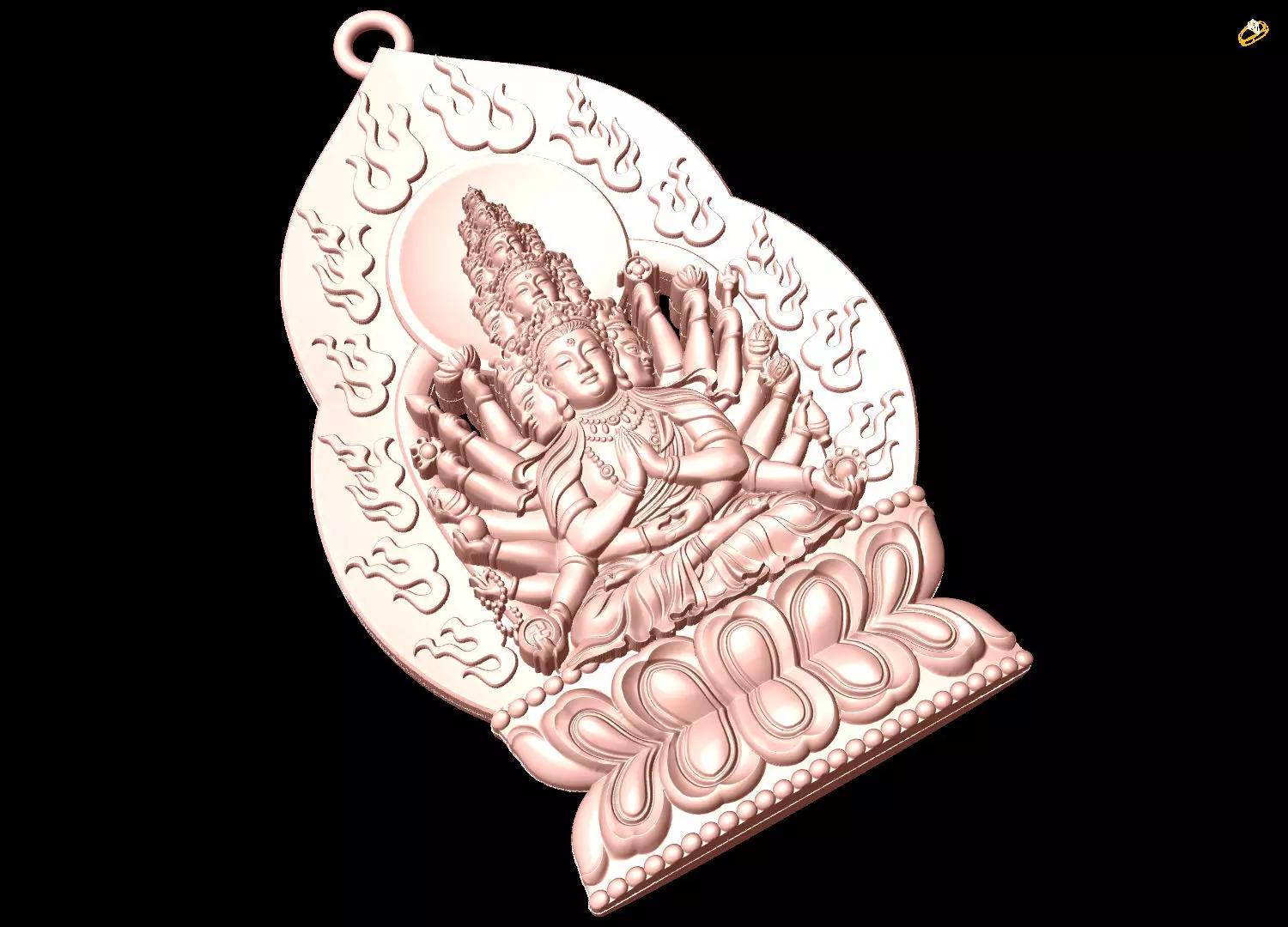  Guan Yin thousand eyes  hands - Avalokistesvara Buddha  pendant 3D print model_4