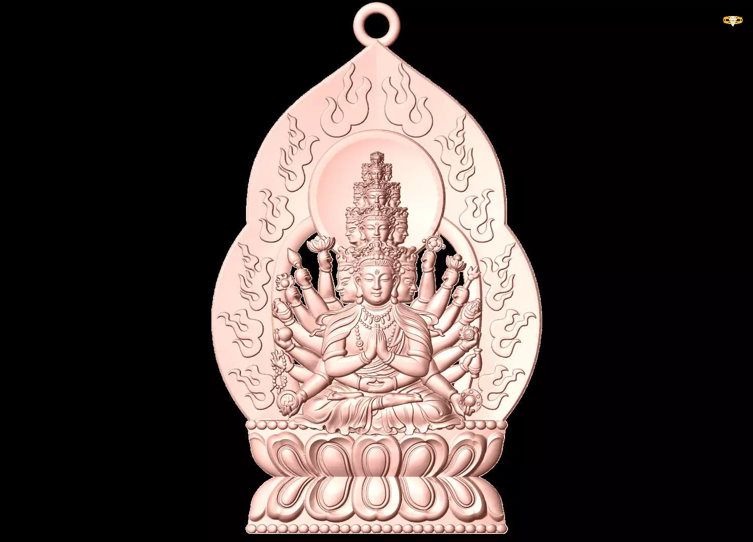  Guan Yin thousand eyes  hands - Avalokistesvara Buddha  pendant 3D print model_0