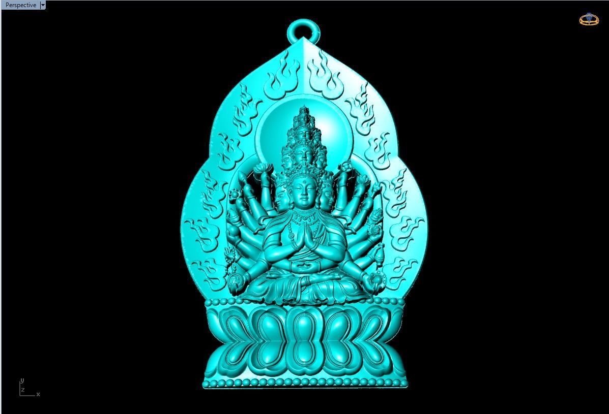  Guan Yin thousand eyes  hands - Avalokistesvara Buddha  pendant 3D print model_10