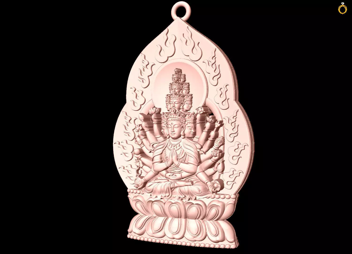  Guan Yin thousand eyes  hands - Avalokistesvara Buddha  pendant 3D print model_2
