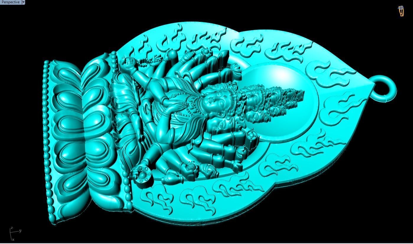  Guan Yin thousand eyes  hands - Avalokistesvara Buddha  pendant 3D print model_12