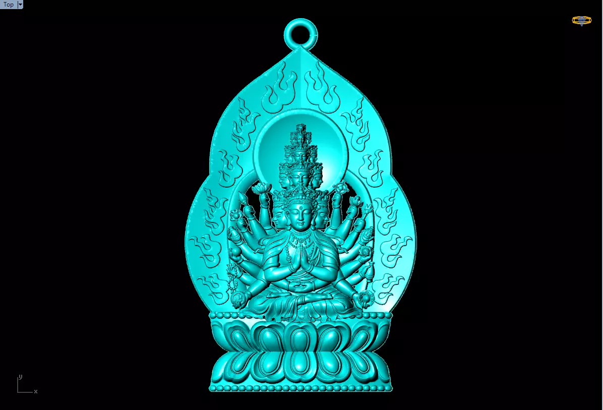  Guan Yin thousand eyes  hands - Avalokistesvara Buddha  pendant 3D print model_7