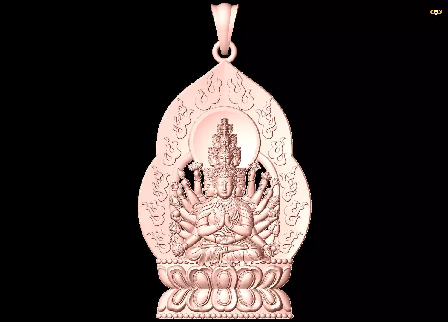  Guan Yin thousand eyes  hands - Avalokistesvara Buddha  pendant 3D print model_6