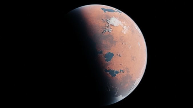 16K Photorealistic Fiction Mars-Like Habitable Planet Low-poly 3D model
