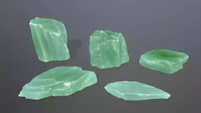 Ice Set jade stone Low-poly 3D model
